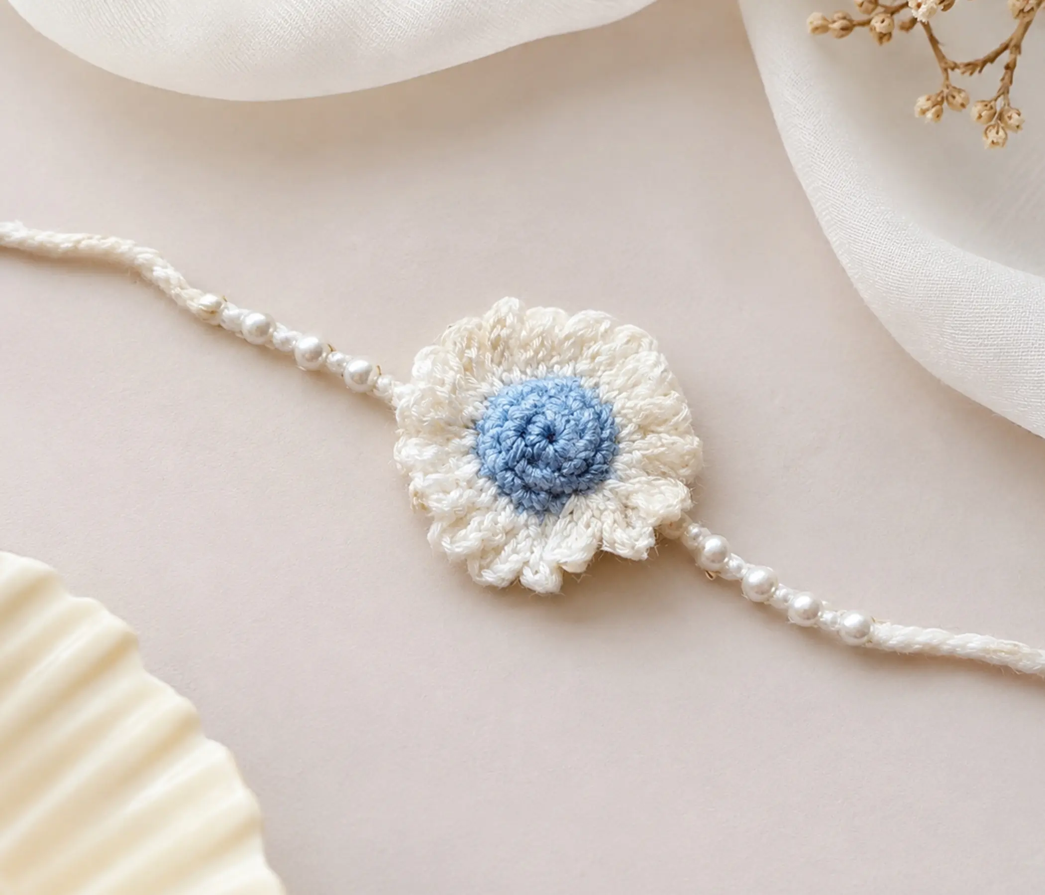 Handmade Crochet Bhai Bhabhi Rakhi Set for Raksha Bandhan